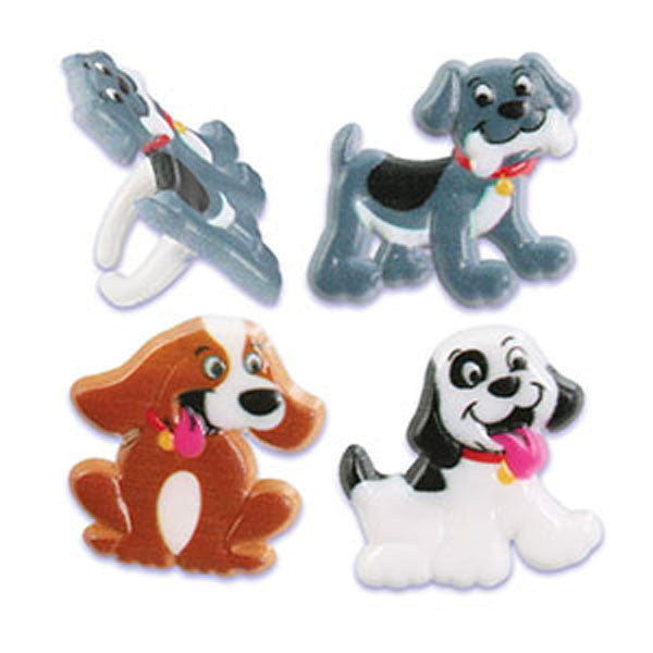 24 Puppy Dog Cupcake Topper Rings
