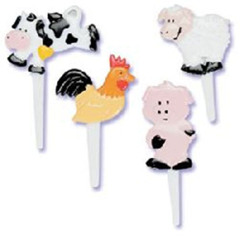 24 Farm Animal Cupcake Picks