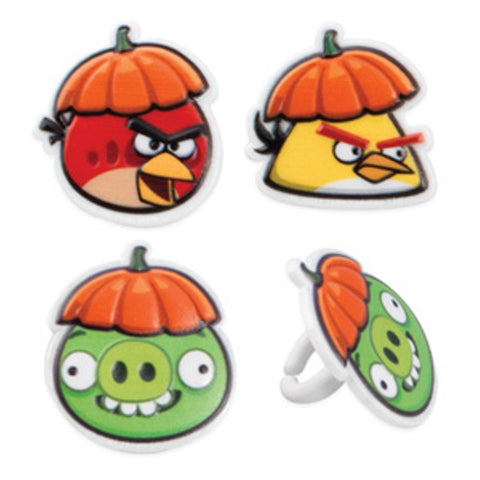 24 Angry Birds Halloween Cupcake Topper Rings