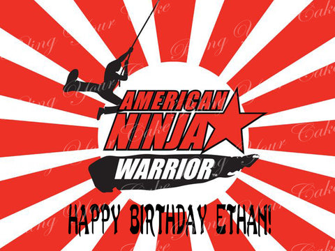 American Ninja Warrior Edible Icing Cake Decor Topper - ANW1