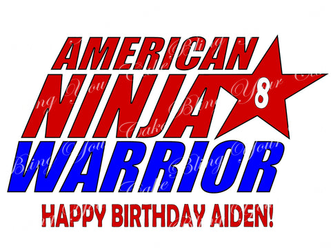 American Ninja Warrior Edible Icing Cake Decor Topper - ANW5