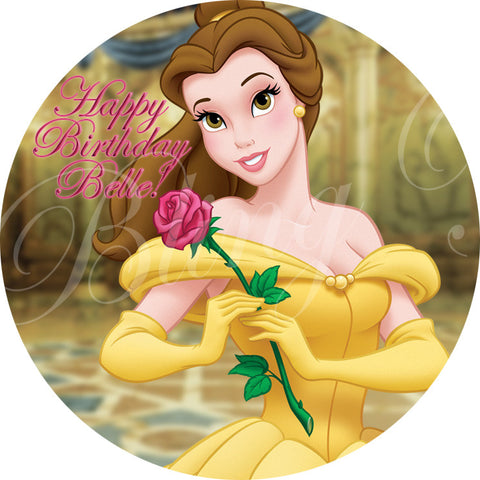 Beauty and the Beast Belle Edible Icing Cupcake or Cookie Decor Toppers - BAB1