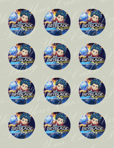 Beyblade Burst Edible Icing Cupcake Decor Toppers - BB4