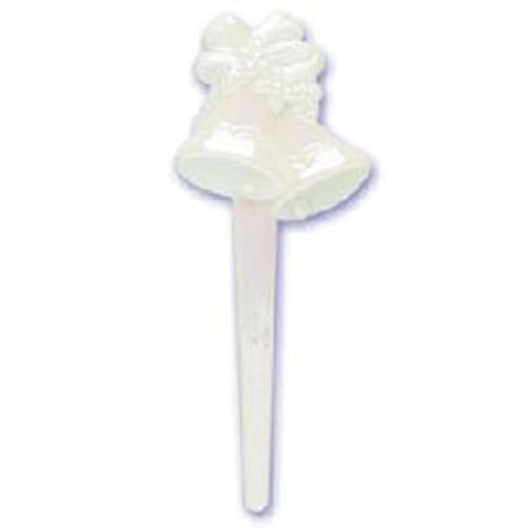 12 Pearlized Wedding Bells Puffy Picks
