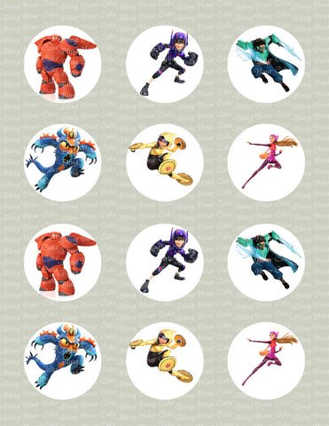 Big Hero 6 Inspired Edible Icing Cupcake or Cookie Decor Toppers - BH2