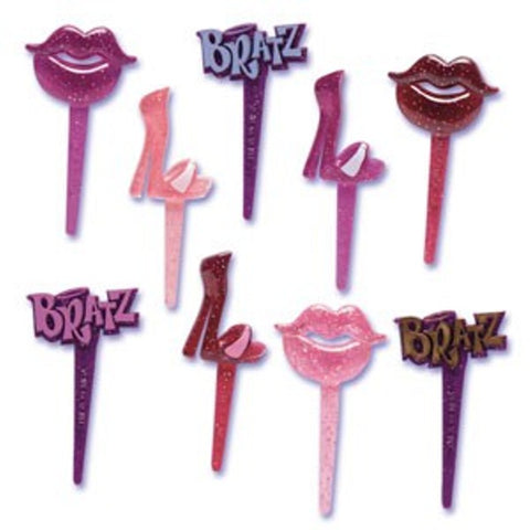 12 Bratz Shoe, Lips & Logo Cupcake Picks
