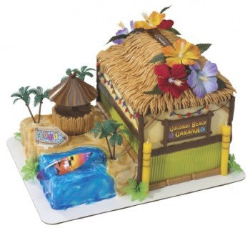 Coconut Beach Cabana Deluxe Cake Decoset