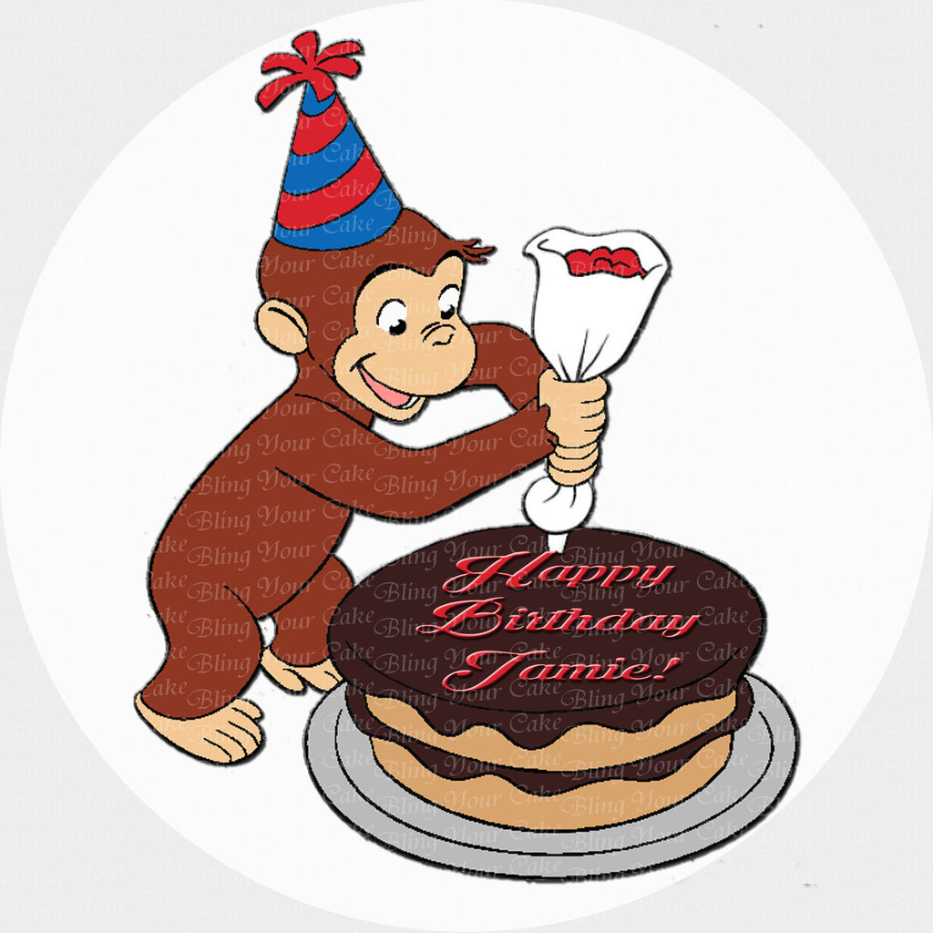 Curious George Decorates a Cake Edible Icing Sheet Cake Decor Topper