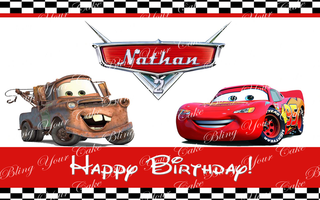 Disney Cars Lightning McQueen and Tow Mater Edible Icing Sheet Cake Decor Topper - DC4
