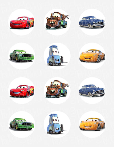 Disney Cars Edible Icing Sheet Cupcake Decor Topper in your choice of size - DC8