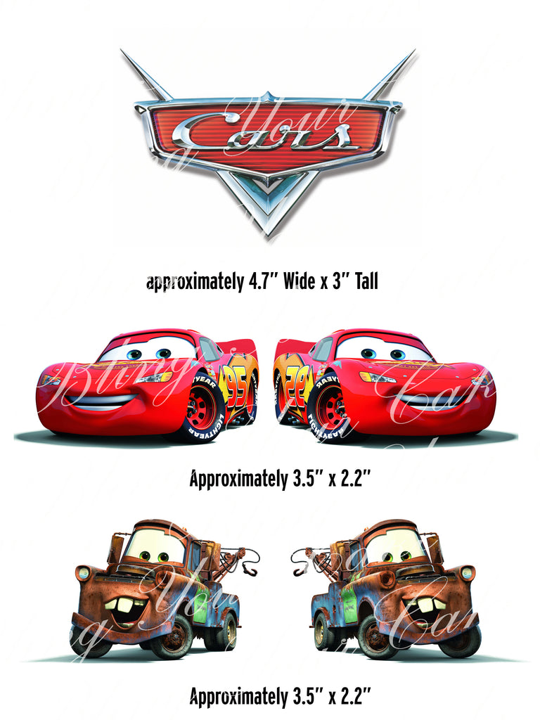 Disney Cars Logo, Mqueen and Mater Edible Icing  Image for Cutout - Great for Stacked Cakes - DC9