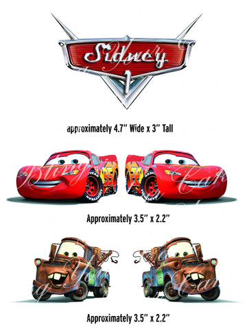 Disney Cars Logo, Mqueen and Mater Edible Icing Cake Decor Topper - DC9