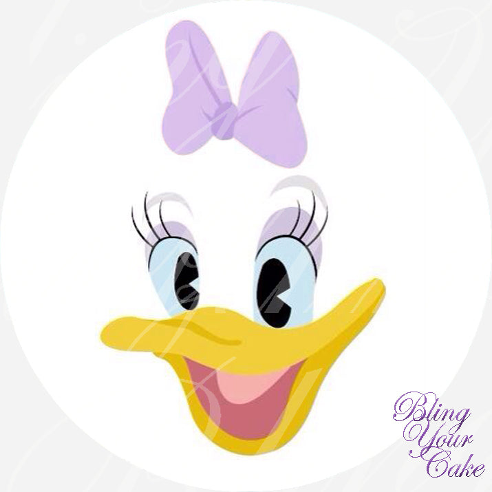 Disney Daisy Duck with Purple Bow Edible Icing Cake, Cupcake, or Cookie Decor Toppers - DD4