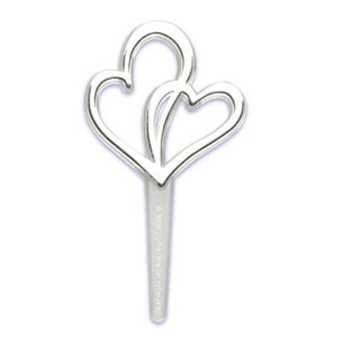 12 Silver Double Heart Cupcake Picks