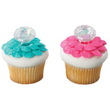 24 Diamond Ring Cupcake Topper Rings