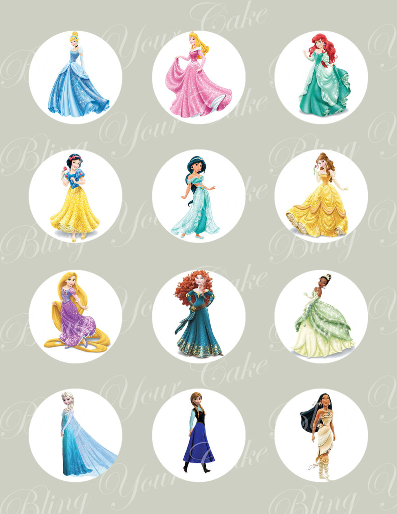 Disney Princess Edible Icing Sheet Cupcake, Cookie, & Cake Pop Decor Toppers