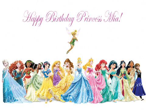Disney Princess & Tinkerbell Edible Icing Sheet Cake Decor Topper - DP6PT