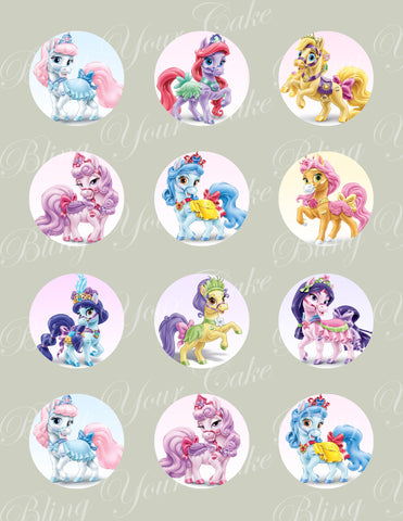 Disney Princess Palace Pets Ponies Edible Icing Cupcake Decor Toppers - DPP4C