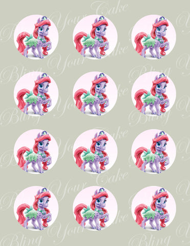 Disney Princess Palace Pets Ariel's Pony Seashell Edible Icing Cupcake or Cookie Decor Toppers