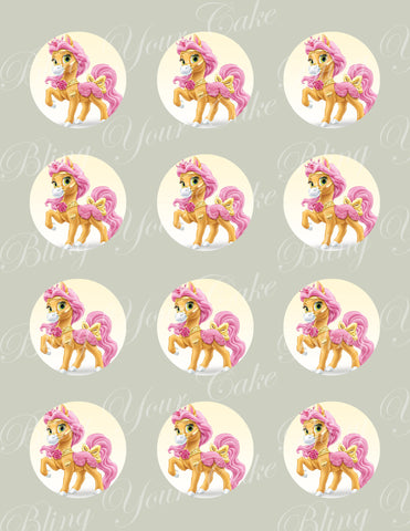 Disney Princess Palace Pets Belle's Pony Petit Edible Icing Cupcake or Cookie Decor Toppers