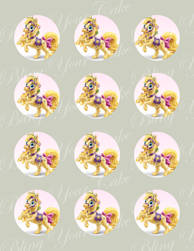 Disney Princess Palace Pets Rapunzel's Pony Blondie Edible Icing Cupcake or Cookie Decor Toppers
