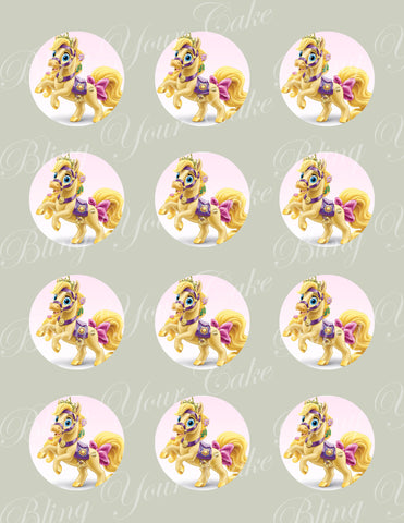 Disney Princess Palace Pets Rapunzel's Pony Blondie Edible Icing Cupcake or Cookie Decor Toppers