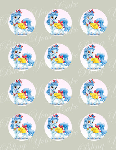 Disney Princess Palace Pets Snow White's Pony Sweetie Edible Icing Cupcake or Cookie Decor Toppers