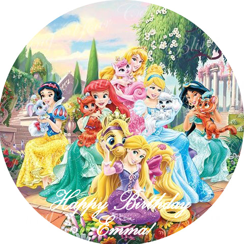 Disney Princess Palace Pets Round Edible Icing Sheet Cake Decor Topper