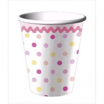 Tinkled Pink Baby Shower Polka-Dot 1st Birthday Party Cups