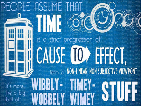 Doctor Who Wibbly-Wobbely Timey-Wimey Edible Icing Sheet Cake Decor Topper - DW2