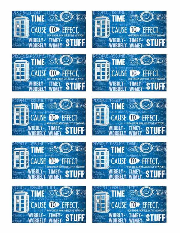 Doctor Who Wibbly-Wobbely Timey-Wimey Edible Icing Sheet Cake Decor Topper - DW2