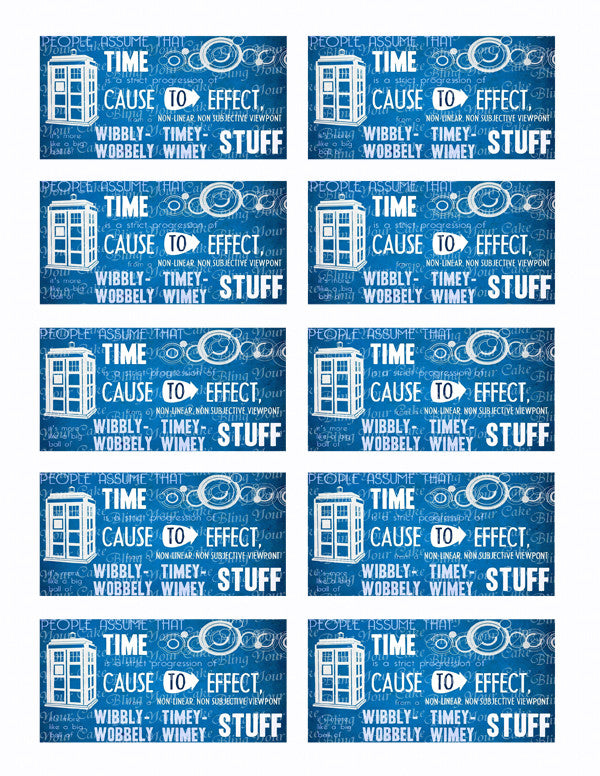 Doctor Who Wibbly-Wobbely Timey-Wimey Edible Icing Sheet Cake Decor Topper - DW2