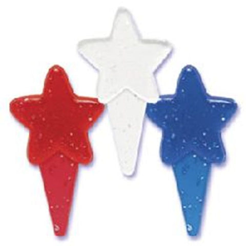 22 Red, Silver, & Blue Transparent Glitter Cupcake Picks