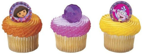 12 Dora & Boots Gemstone Cupcake Rings