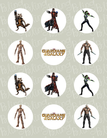 Guardians of the Galaxy Inspired Edible Icing Cupcake or Cookie Decor Toppers - GOTG2