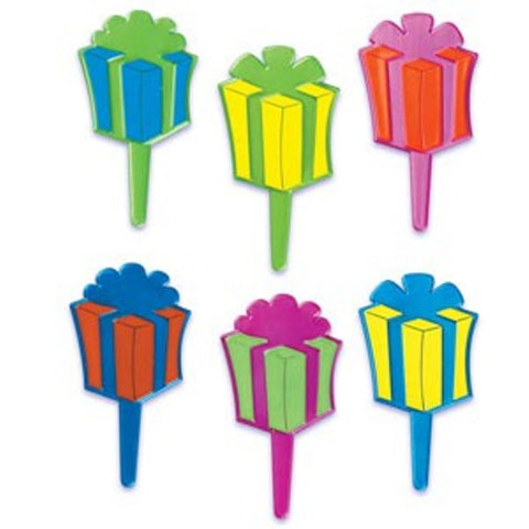 12 Puffy Present Cupcake Picks