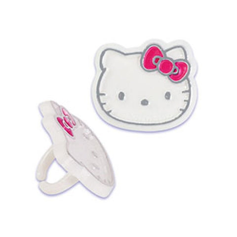 12 Hello Kitty Foil Cupcake Topper Rings