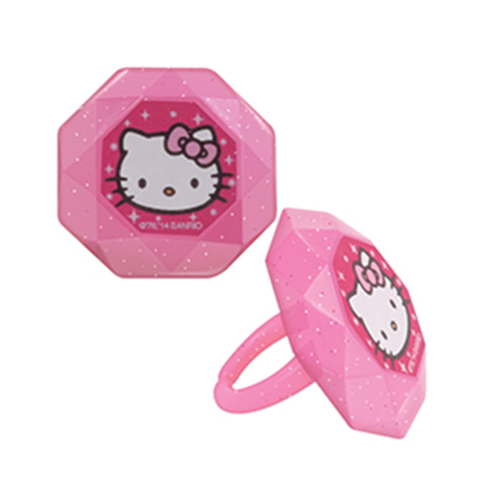 24 Hello Kitty Princess Cupcake Topper Rings