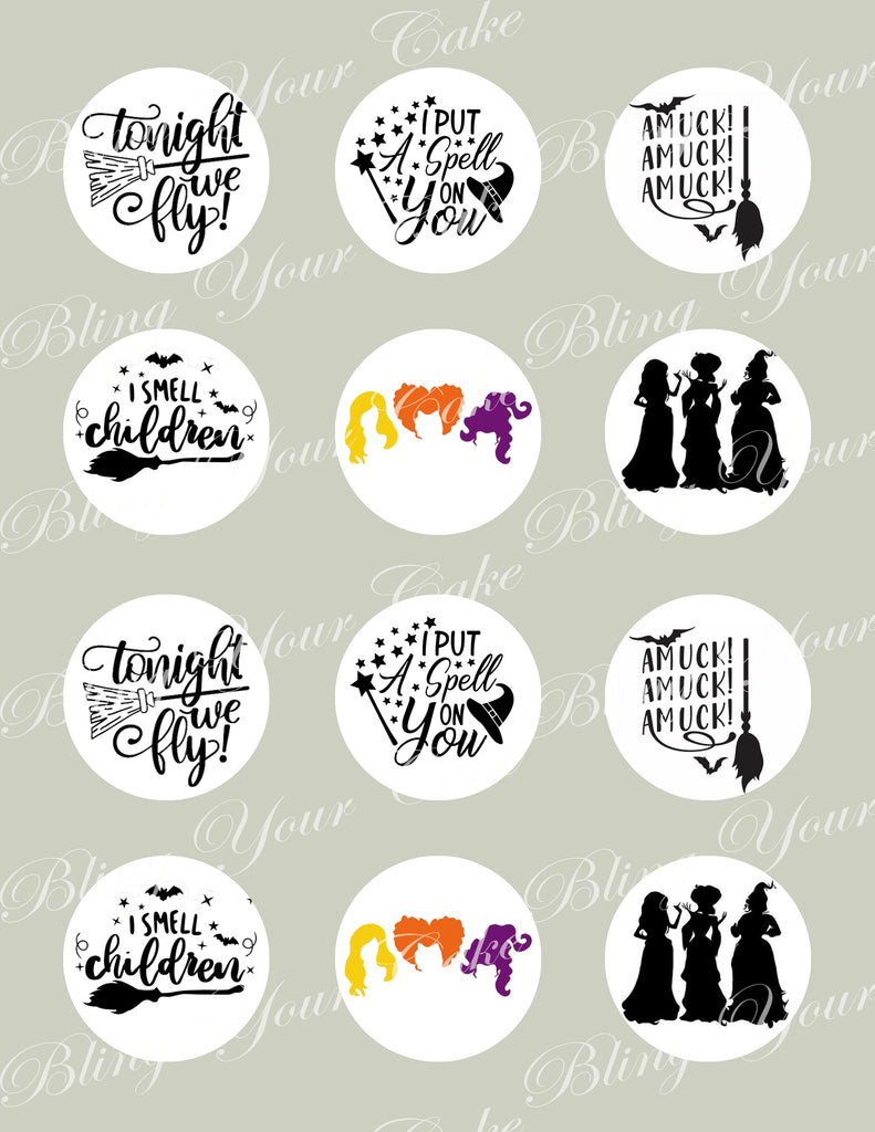 Hocus Pocus 2 Icon Edible Icing Sheet Cupcake Decor Toppers - HP2