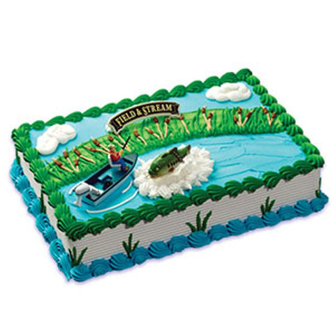 Field and Stream Bass Boat and Fish Cake Decor Topper