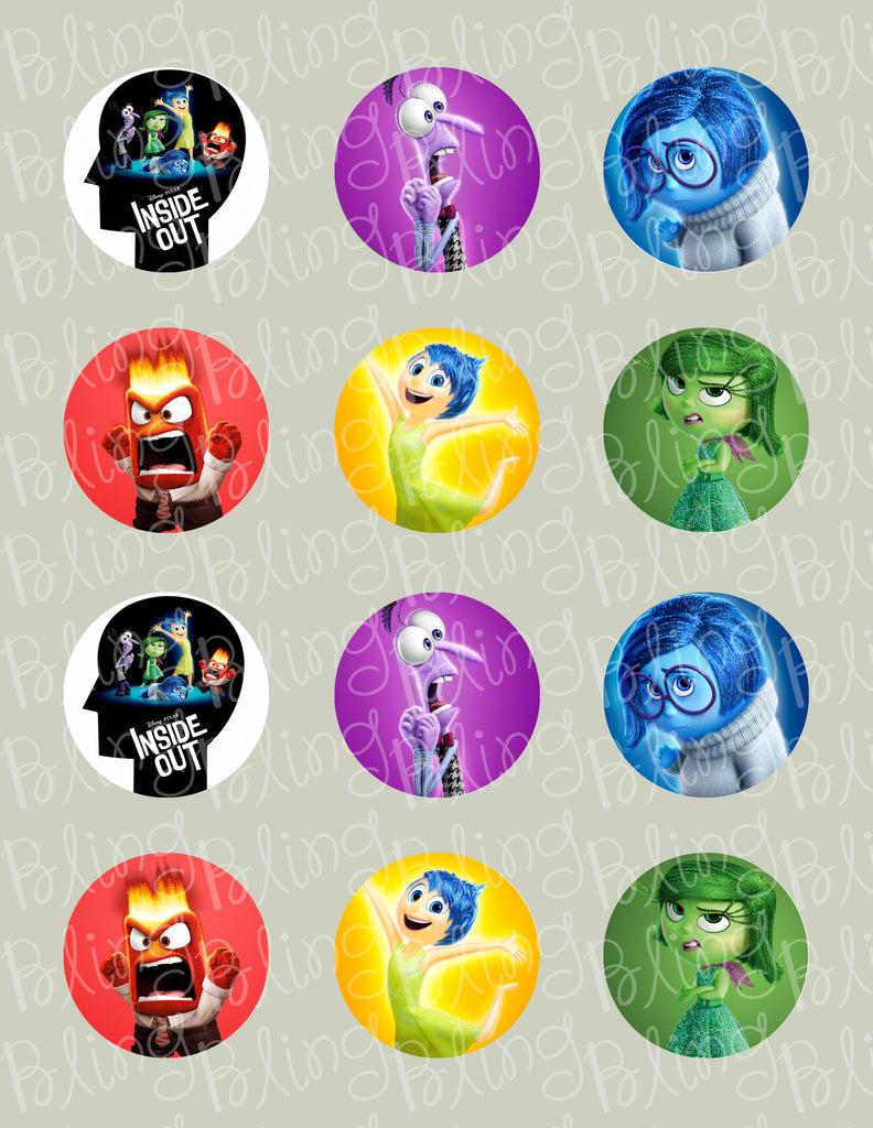 Inside Out Edible Icing Cupcake or Cookie Decor Toppers - IO2