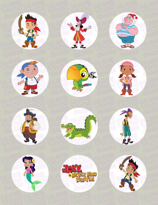 Jake and the Neverland Pirates Inspired Edible Icing Cupcake Decor Toppers - JNP1C