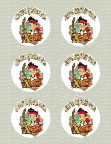 Personalized Jake and the Neverland Pirates Edible Icing Cupcake or Cookie Decor Toppers - JNP2