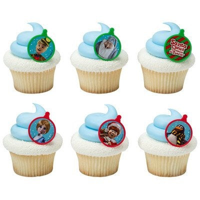24 Kris Kringle and Friends Santa Claus is Coming to Town Cupcake Topper Rings