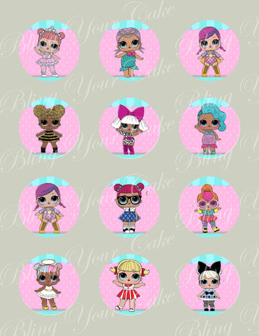 LOL Surprise Dolls Edible Icing Cupcake Decor Toppers