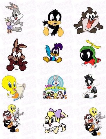 Warner Brothers Baby Looney Tunes Inspired Edible Icing Cupcake Decor Toppers