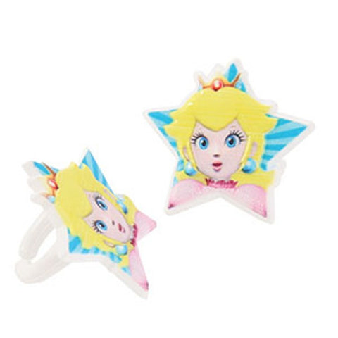 24 Princess Peach Cupcake Topper Rings