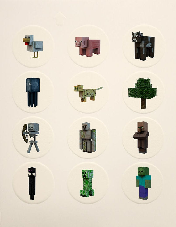Minecraft Character Edible Icing Cupcake Decor Toppers - MC10C