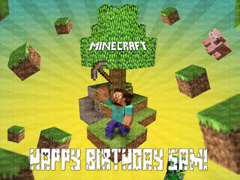 Minecraft Steve Edible Icing Sheet Cake Decor Topper