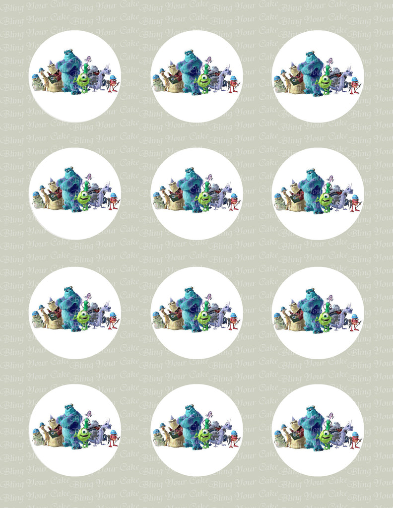 Monsters Inc Inspired Edible Icing Cupcake or Cookie Decor Toppers - MI2